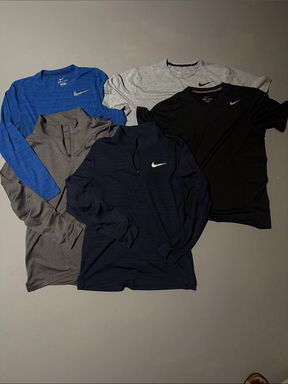 Nike Men’s Performance Tops - Blue, Gray, Black, Navy - 5-pack bundle